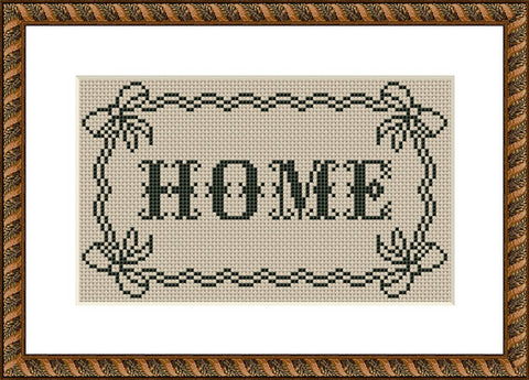 Home lettering vintage cross stitch pattern