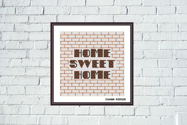 Home Sweet Home brick wall cross stitch pattern