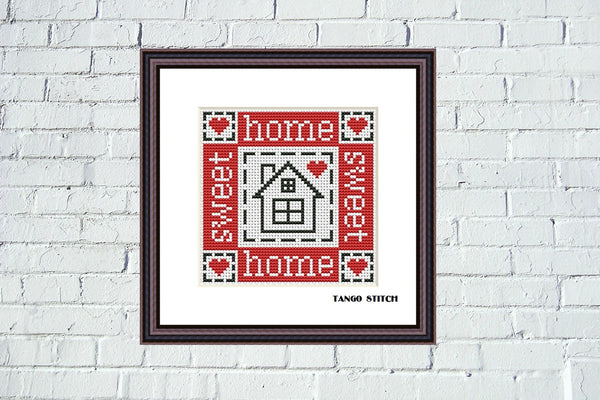 Home Sweet home simple cross stitch needlecraft embroidery design