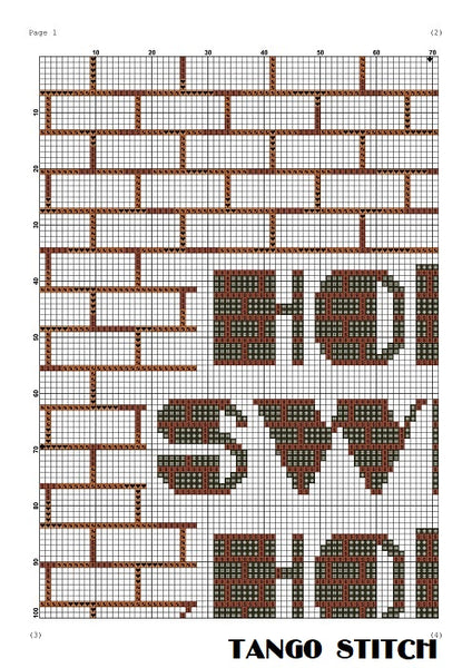 Home Sweet Home brick wall cross stitch pattern
