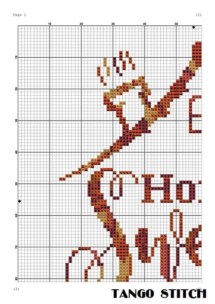Home Sweet Home gradient typography cross stitch pattern Easy housewarming embroidery design