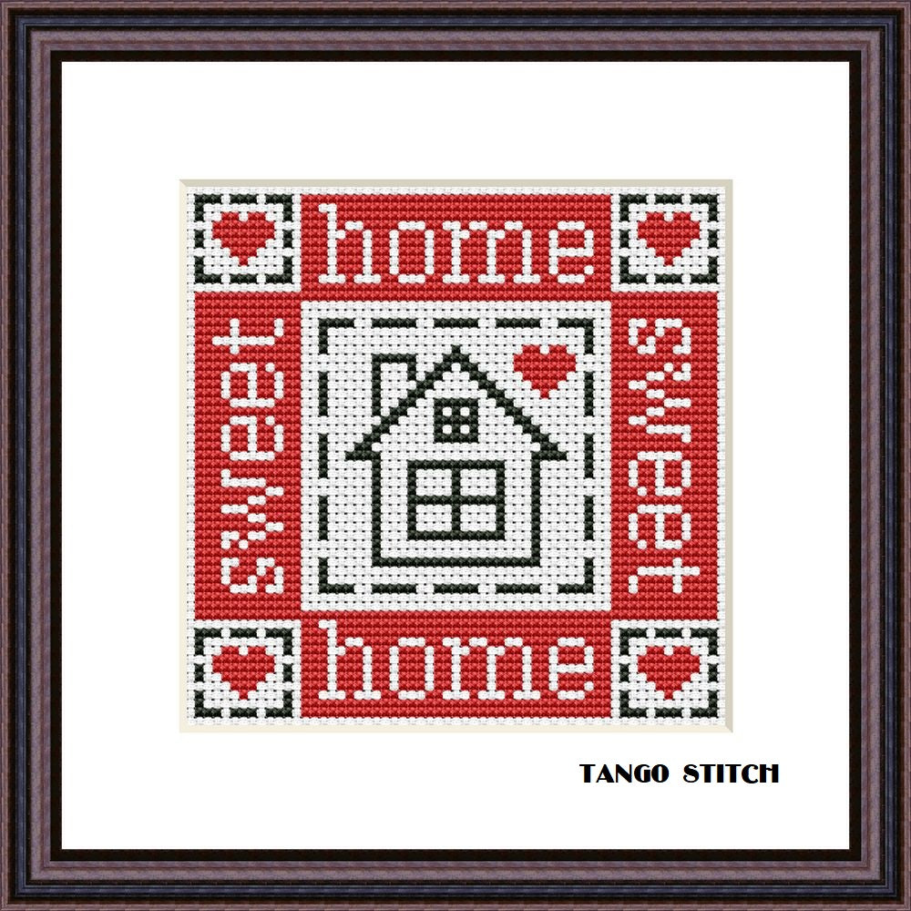 Home Sweet home simple cross stitch needlecraft embroidery design