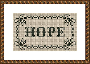 Hope vintage lettering cross stitch pattern