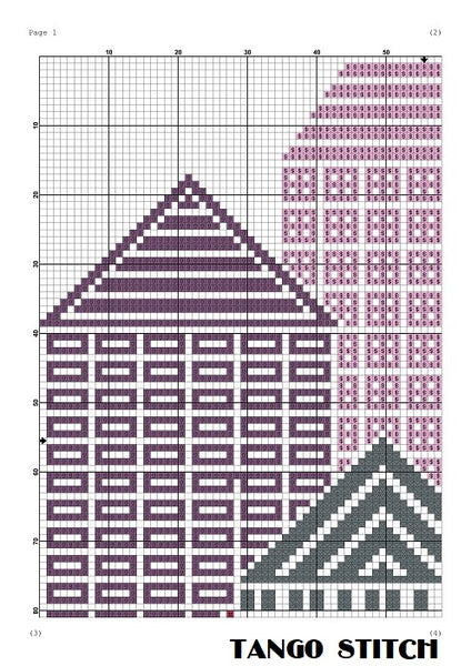 Houses skyscraper city landscape cross stitch pattern