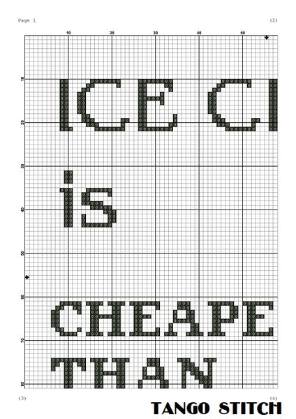 Ice cream is cheaper than therapy funny cross stitch pattern