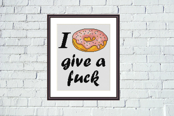 I donut give a f*ck funny sassy cross stitch pattern