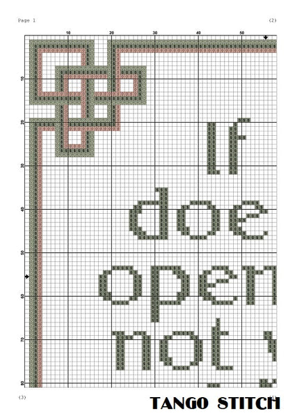 If it doesn't open it's not your door motivational quote cross stitch pattern