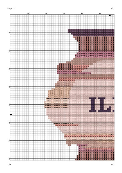 Illinois state map skyline silhouette cross stitch pattern