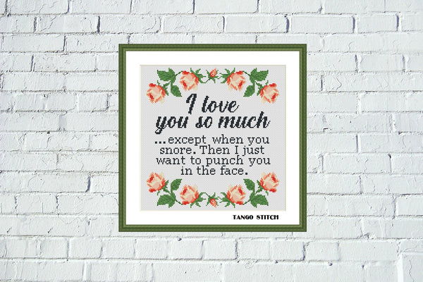 I love you so much funny romantic cross stitch pattern  