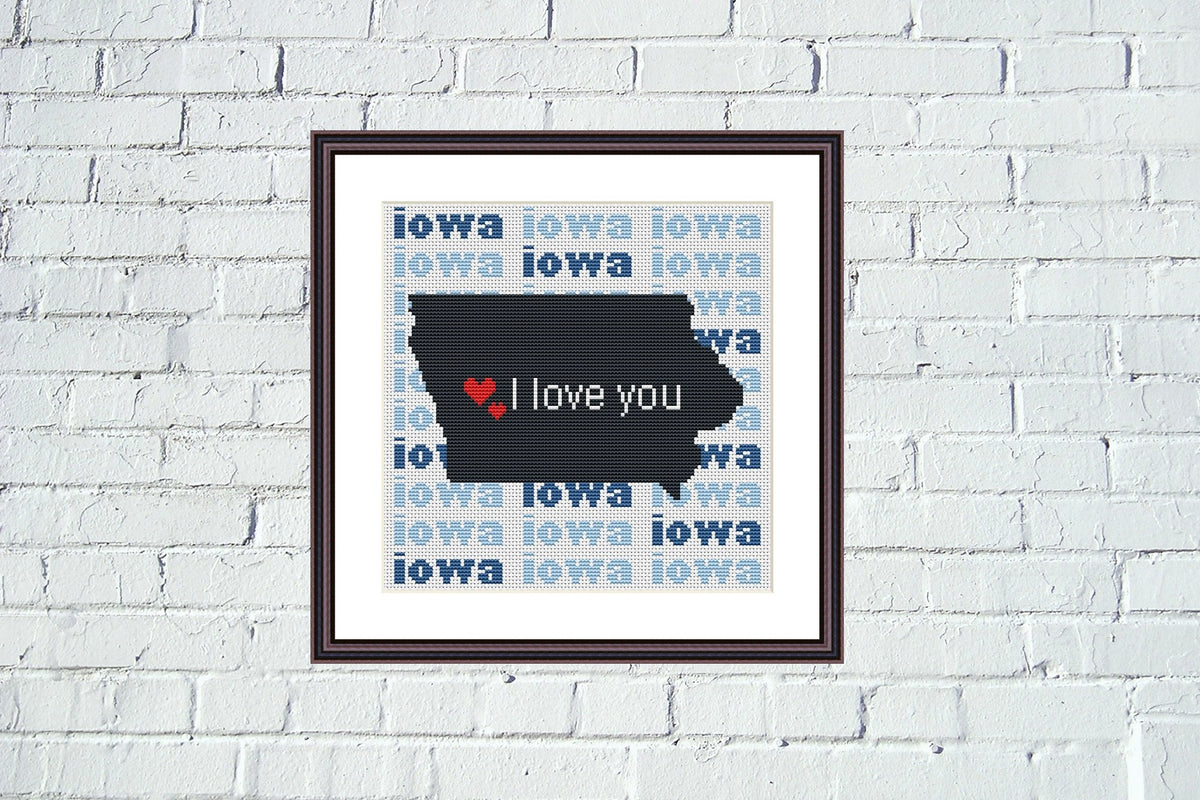 Iowa state map cross stitch pattern – JPCrochet