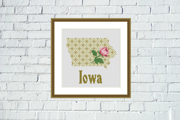 Iowa map cross stitch pattern  