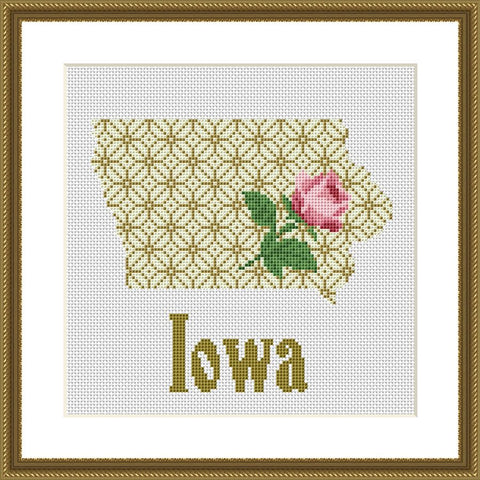 Iowa map cross stitch pattern  
