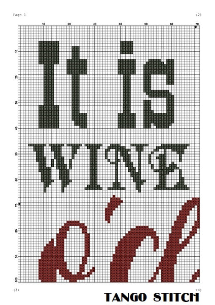 It is wine o'clock somewhere funny kitchen cross stitch pattern