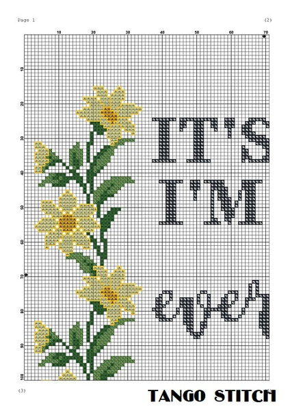 It's fine, I'm fine, everything is fine funny positive cross stitch pattern