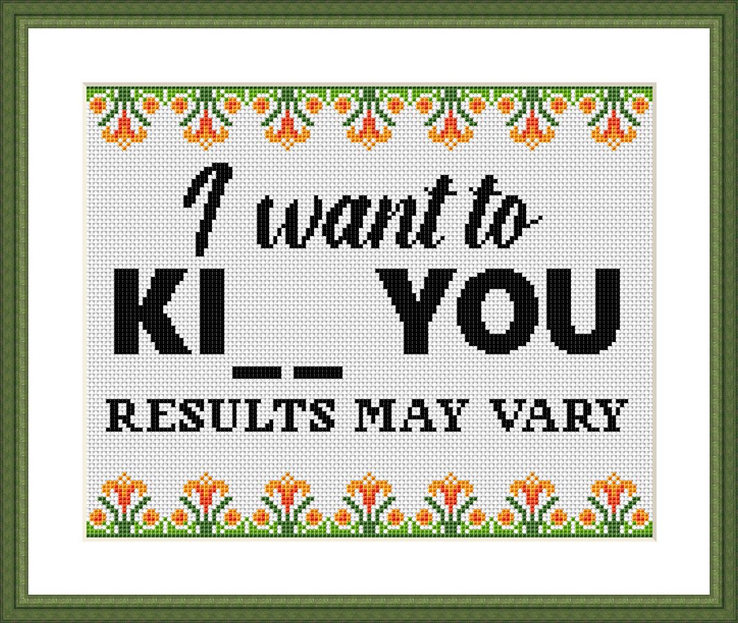 I want to ki... you Result may vary funny cross stitch pattern  