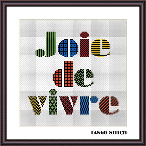 Joie de vivre funny French cross stitch ornament pattern