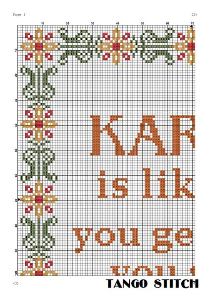 Karma is like 69 funny cross stitch embroidery design