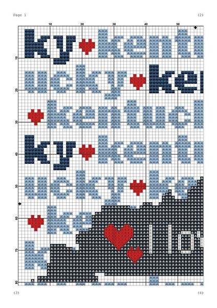 Kentucky state map typography cross stitch pattern