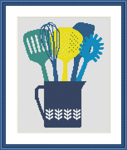 Kitchen utensils Pop Art cross stitch pattern