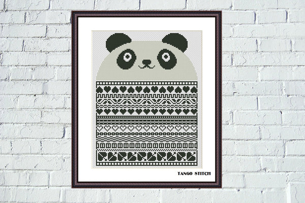Panda ornaments cute animals cross stitch pattern - Tango Stitch