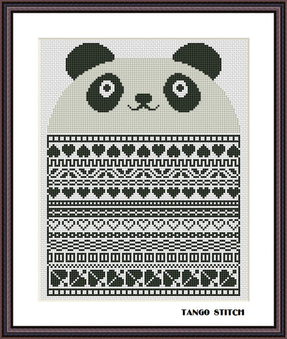 Panda ornaments cute animals cross stitch pattern - Tango Stitch