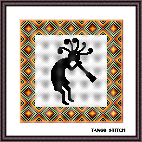Kokopelli native American ethnic cross stitch pattern