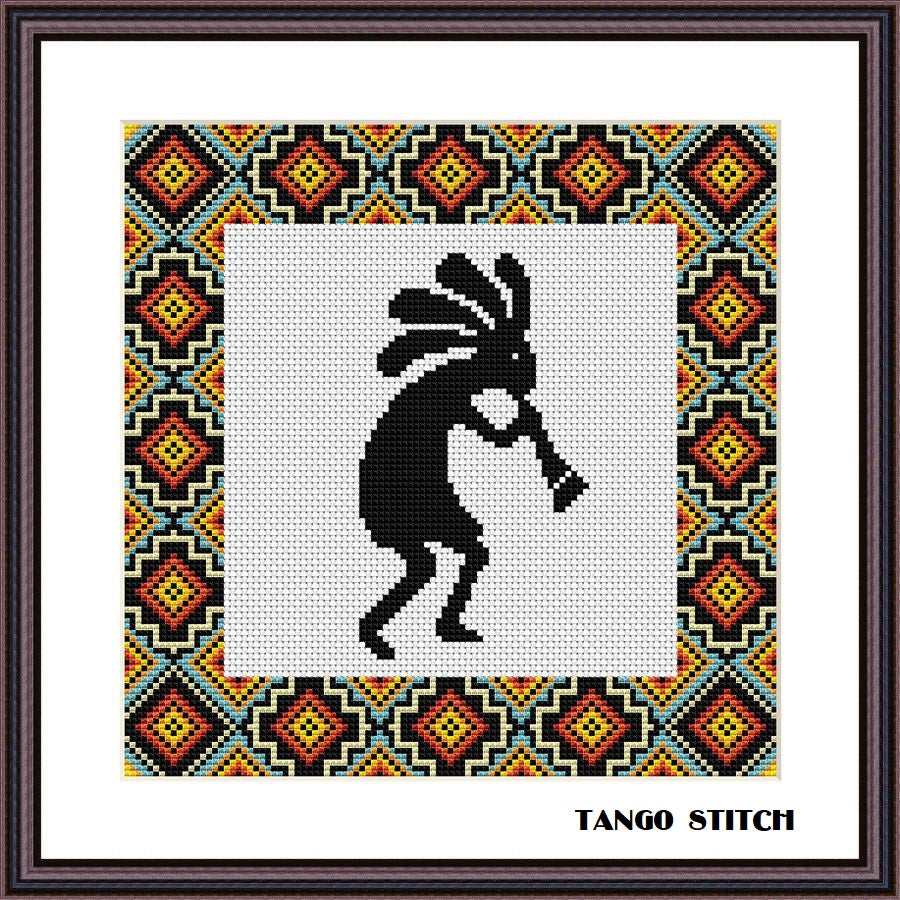 Kokopelli native American ornament cross stitch pattern