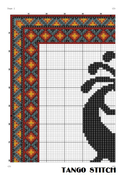 Kokopelli cross stitch ethnic ornament pattern