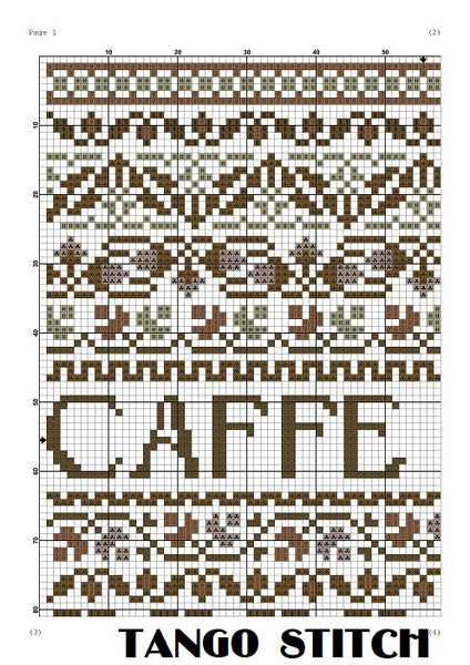 Caffe Latte simple coffee cross stitch ornaments - Tango Stitch