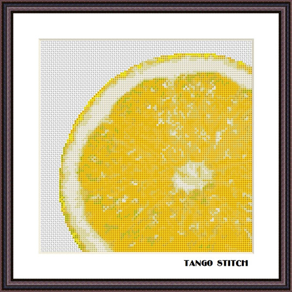 Lemon slice cross stitch hand embroidery pattern - Tango Stitch