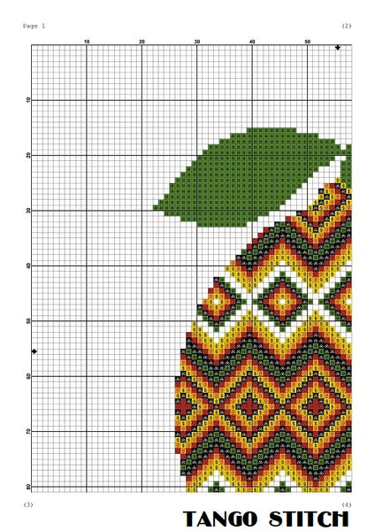 Lemon aztec cross stitch ornament pattern