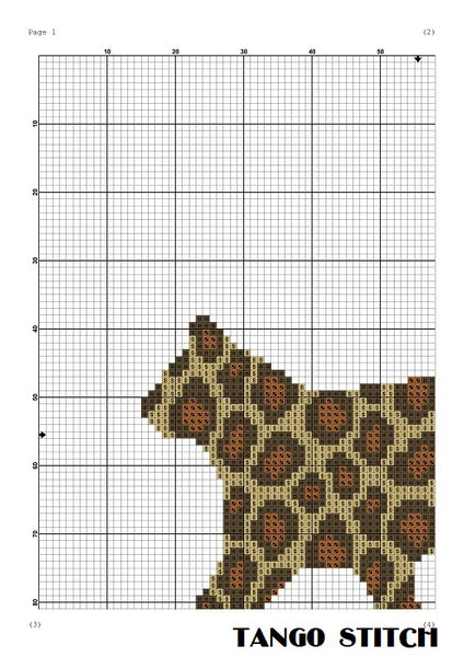 Leopard print cat ornament cross stitch pattern