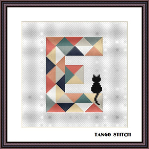Letter E typography cross stitch pattern - Tango Stitch
