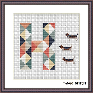 Letter K cute dogs nursery cross stitch pattern
