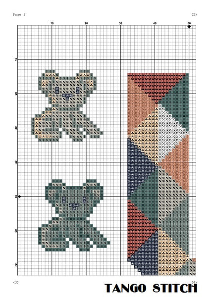 Letter U and cute koala nursery cross stitch pattern