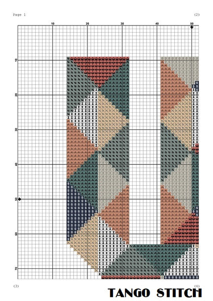 Letter W nursery patchwork cross stitch pattern