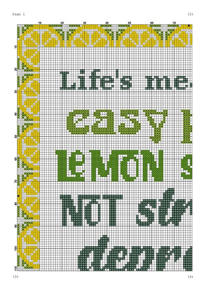 Easy peasy lemon squeezy Life funny quote citrus cross stitch pattern