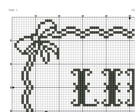 Life lettering vintage cross stitch pattern