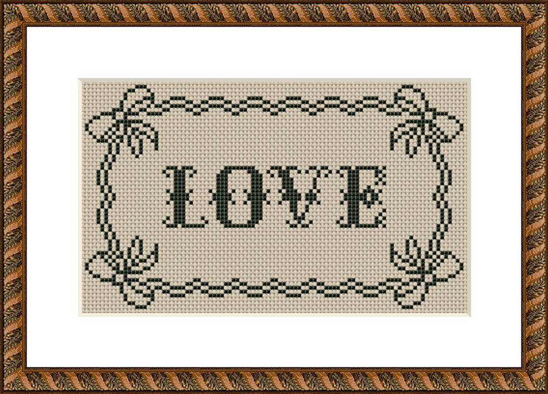 Love vintage lettering cross stitch pattern