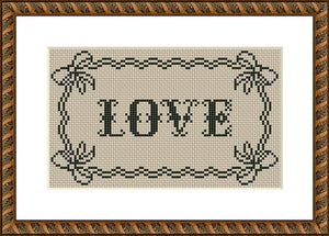 Love vintage lettering cross stitch pattern