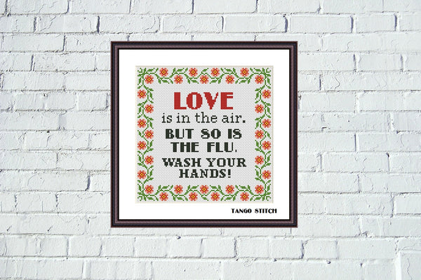 Love is in the air Funny romantic cross stitch pattern