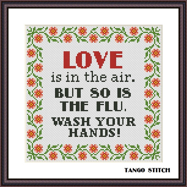 Love is in the air Funny romantic cross stitch pattern