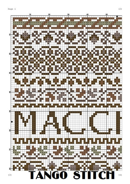 Macchiato coffee cross stitch ornament sampler - Tango Stitch