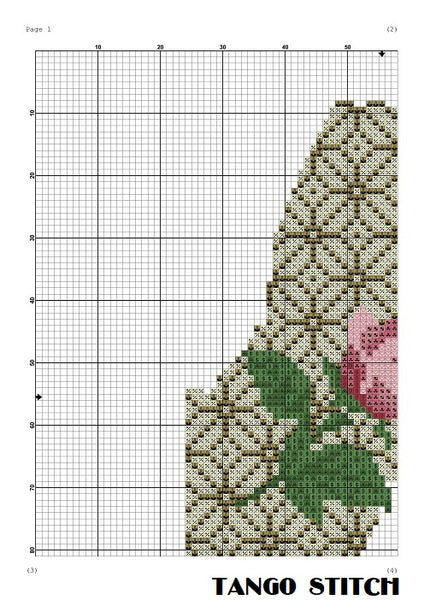 Maine USA state map flower ornament cross stitch pattern, Tango Stitch