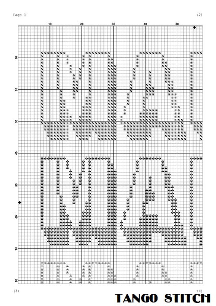 Maine USA state typography cross stitch pattern