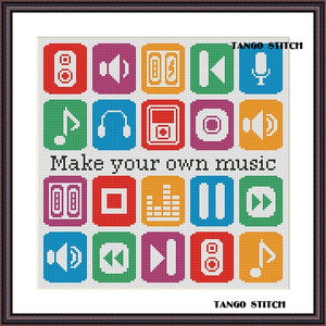 Make your own music cross stitch hand embroidery pattern - Tango Stitch