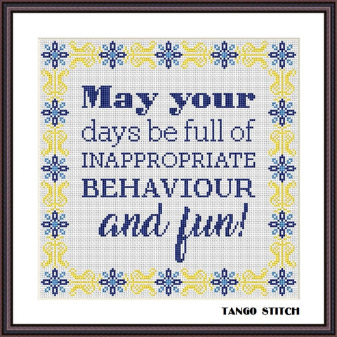 May your days be full greeting cross stitch pattern