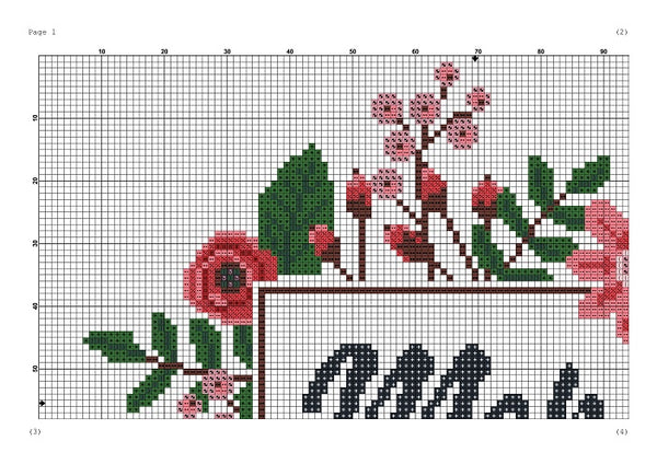 Meh funny cross stitch pattern flower design