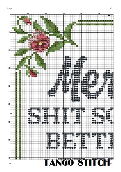 Merde! Shit sounds better in French funny sassy cross stitch pattern