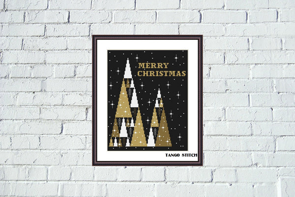 Merry Christmas tree abstract cross stitch pattern
